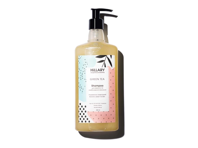 Фото Натуральний шампунь для жирного і комбінованого волосся Hillary GREEN TEA Shampoo, 500 мл