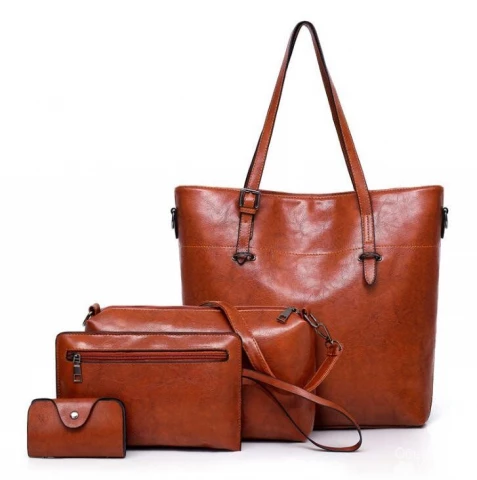 Фото Набор женских сумок Supretto 4 в 1, коричневый (5693)