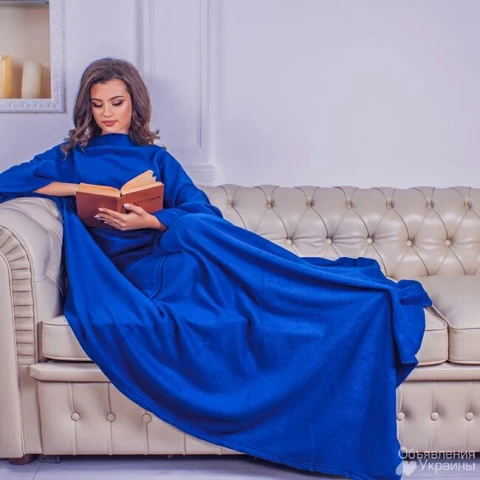 Фото Плед с рукавами Supretto Snuggie Blanket, синий (B114)