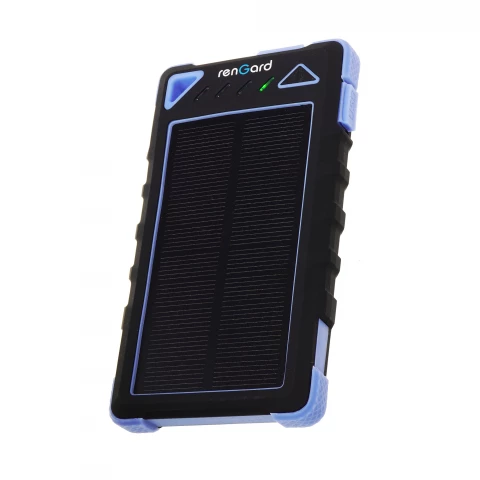 Фото Портативное зарядное устройство Rengard от солнечной батареи 8000 мА, голубое (7099)