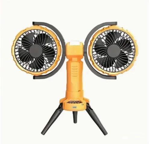 Фото Двоголовий вуличний вентилятор з LED-підсвіткою, акумулятор 8000мАг