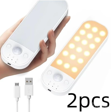 Фото Світильники з датчиком руху, акумуляторні, бездротові, регульована яскравість, 3 режими світла, комплект 2 шт