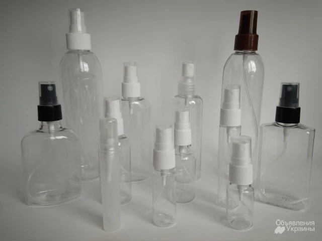 Фото Флакончики флакони пластикові зі спреями, розпилювачами