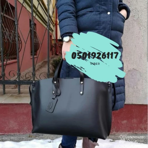 Фото Жіноча шкіряна сумка шоппер формат А4 з ручками натуральна шкіра Італія в чорному кольорі