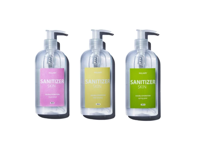 Фото Антисептик Санітайзер Hillary Skin SANITIZER DOUBLE HYDRATION (сет 3 шт по 200 мл)