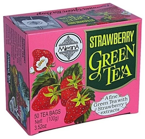 Фото Зеленый чай Клубника в пакетиках Млесна картон 100 г