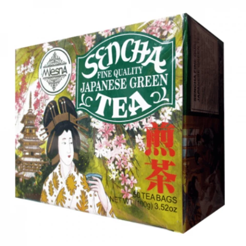 Фото Зеленый чай Сенча в пакетиках Млесна картон 100 г
