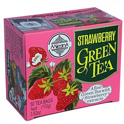 Фото Зеленый чай Клубника в пакетиках Млесна картон 200 г