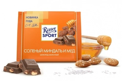 Фото Молочный шоколад Ritter Sport Солёный миндаль и мёд 100 г