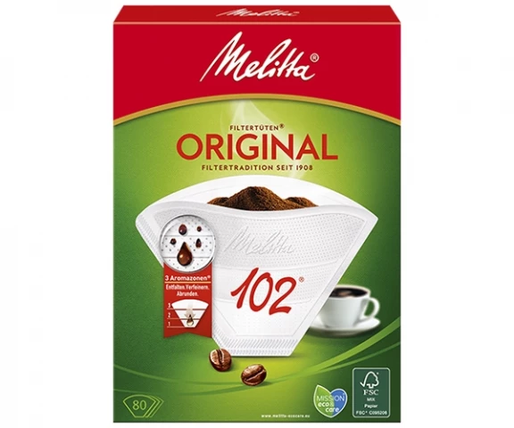 Фото Фильтр-пакет для кофе Melitta Aroma Zones 102 бумажный белый 80 шт