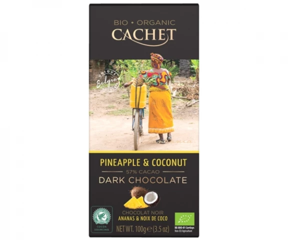 Фото Черный шоколад Cachet 57% Кокос и Ананас Tanzania origin 100 г