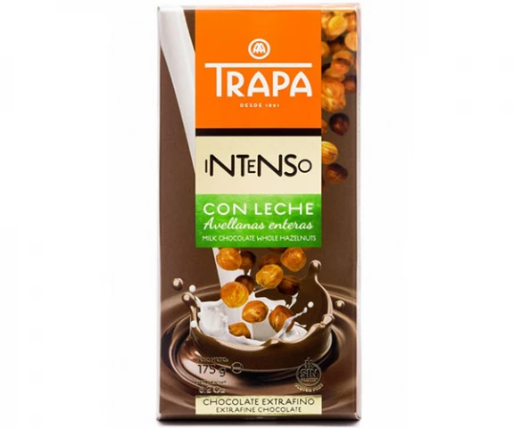 Фото Шоколад Trapa Intenso молочный с цельным фундуком 175 г
