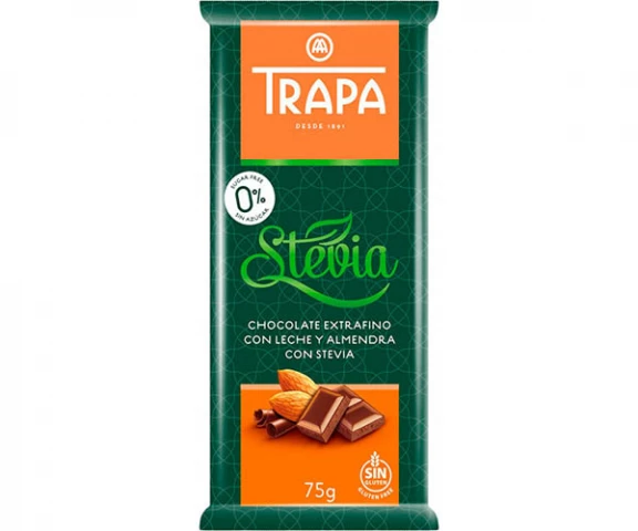 Фото Шоколад Trapa Stevia молочный с миндалем 75 г