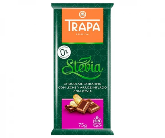 Фото Шоколад Trapa Stevia молочный с рисовыми шариками 75 г