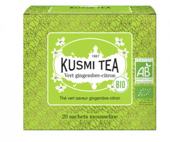 Фото Зеленый чай органический Kusmi Tea Ginger-Lemon в пакетиках 20 шт