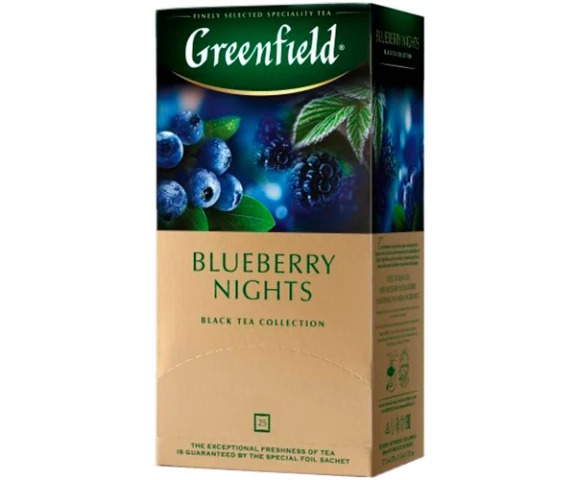 Фото Черный чай Greenfield Blueberry Nights - Черника в пакетиках 25 шт