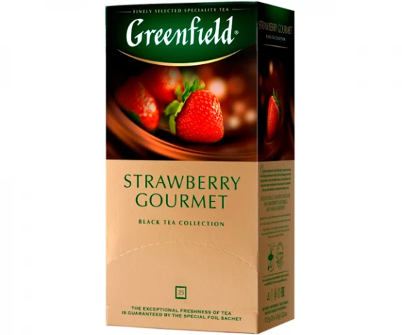 Фото Черный чай Greenfield  Strawberry Gourmet - Клубника в пакетиках 25 шт