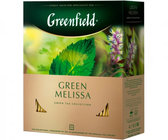 Фото Зеленый чай Greenfield Green Melissa - Мелисса в пакетиках 100 шт