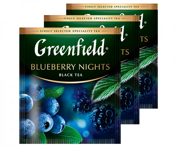 Фото Черный чай Greenfield Blueberry Nights - Черника в пакетиках 100 шт