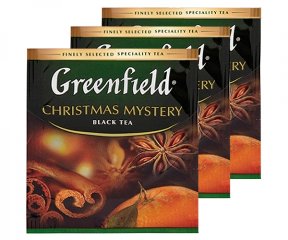 Фото Черный чай Greenfield Christmas Mystery - Рождественская мистерия в пакетиках 100 шт