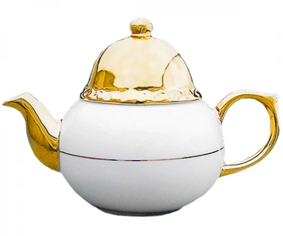Фото Фарфоровый чайник с крышкой Колокол 400 мл + черный чай Млесна 100 г