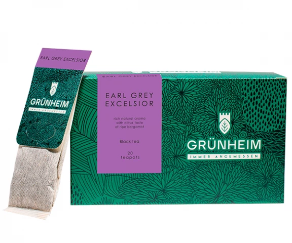 Фото Черный чай Grunheim Earl Grey Excelsior в пакетиках 20 шт