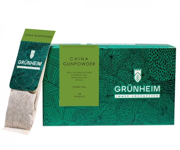 Фото Зеленый чай Grunheim China Special Gunpowder в пакетиках 20 шт