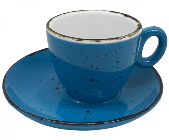 Фото Чашка с блюдцем для эспрессо INKER Luna (70мл/12см) dots blue