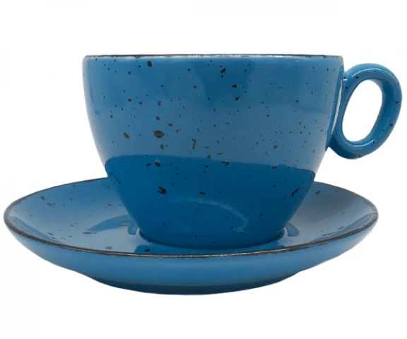 Фото Чашка с блюдцем для чая INKER Luna dots blue