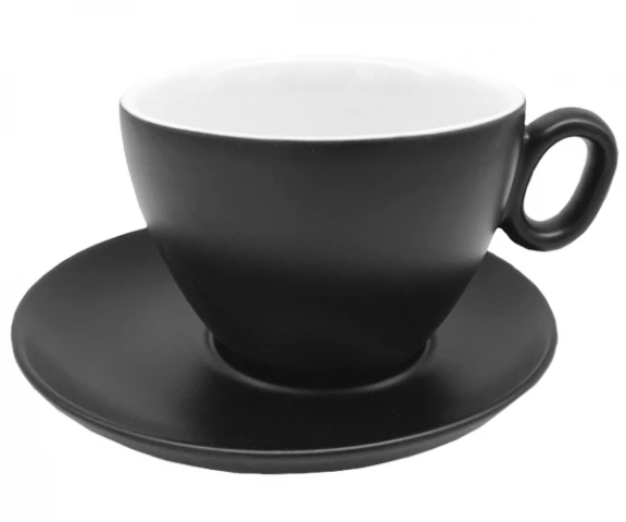 Фото Чашка с блюдцем для латте INKER Luna (350мл/16см) matte black