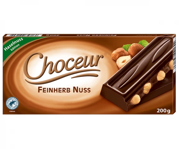 Фото Черный шоколад Choceur Feinherb Nuss с цельным фундуком 200 г