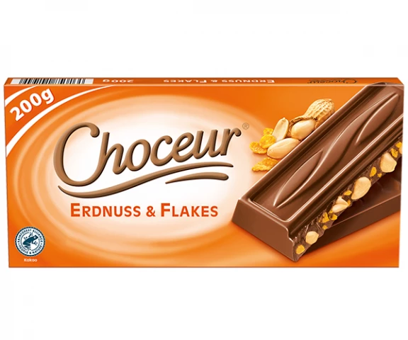 Фото Молочный шоколад Choceur Erdnuss & Flakes арахис с хлопьями 200 г