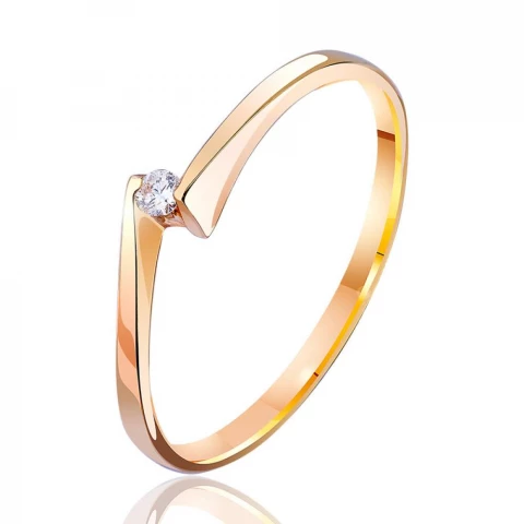 Фото Золотое кольцо тонкое с бриллиантом 