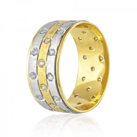 Фото Золотое широкое обручальное кольцо с куб. цирконием, 