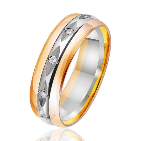 Фото Обручальное кольцо из комбинированного золота с бриллиантами, КОА7088