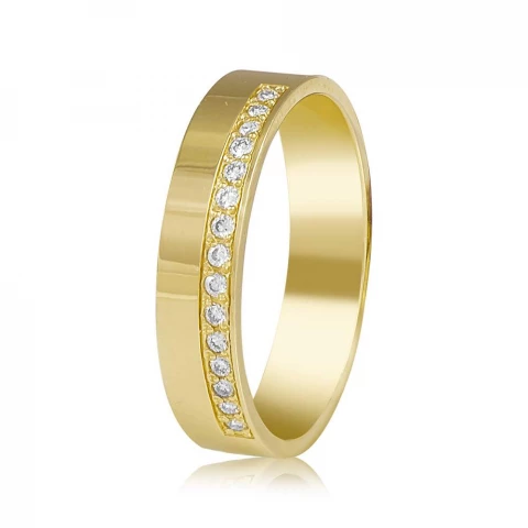 Фото Обручальное кольцо из желтого золота с бриллиантами 