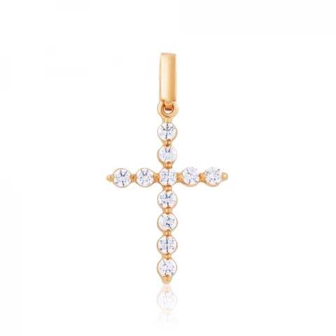 Фото Крест декоративный золотой с камнем SWAROVSKI Zirconia, КР4188SW