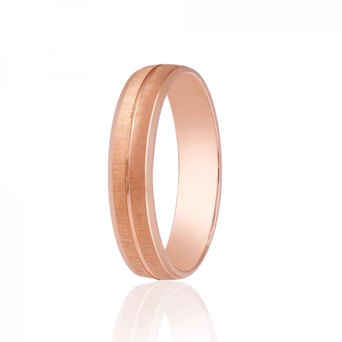 Фото Золотое обручальное кольцо, матированное, продольная полоса, КОА004