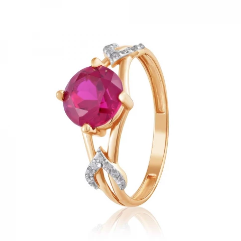 Фото Золотое кольцо с корундом рубиновым  
