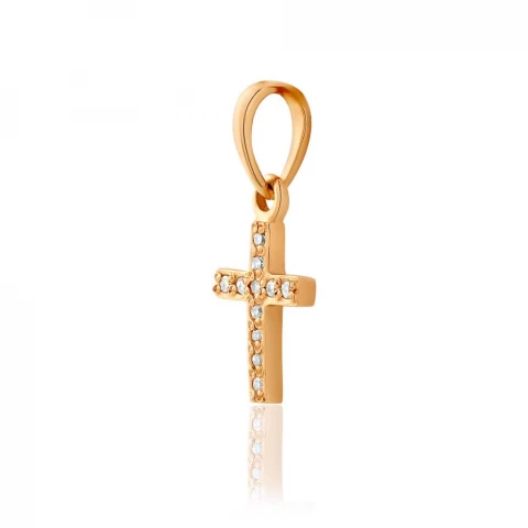 Фото Золотой декоративный крестик с бриллиантом, КР7167