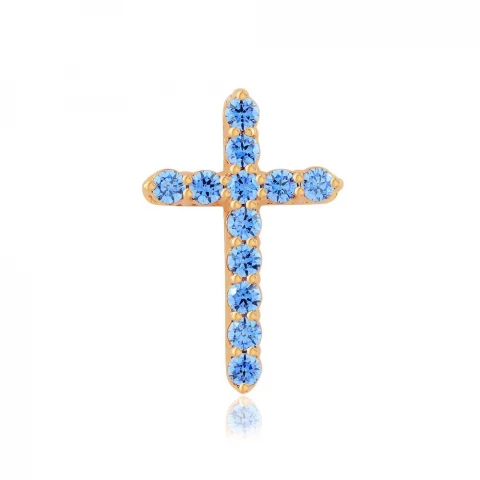 Фото Крест декоративный золотой с камнями SWAROVSKI Zirconia, КР4183SWFBLUE