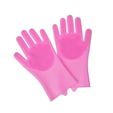 Фото Перчатки для мытья посуды Supretto Нежные ручки силиконовые, розовые (5594)