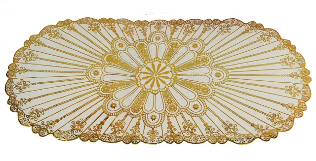 Фото Овальная салфетка Supretto с золотым декором 83х40 см (5156)