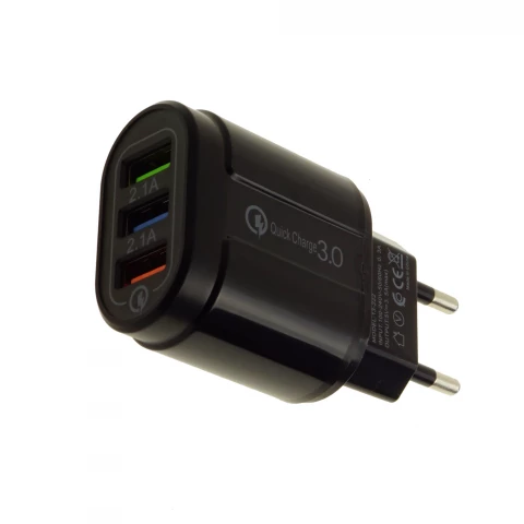 Фото Адаптер быстрой зарядки Supretto на 3 USB порта (5988)