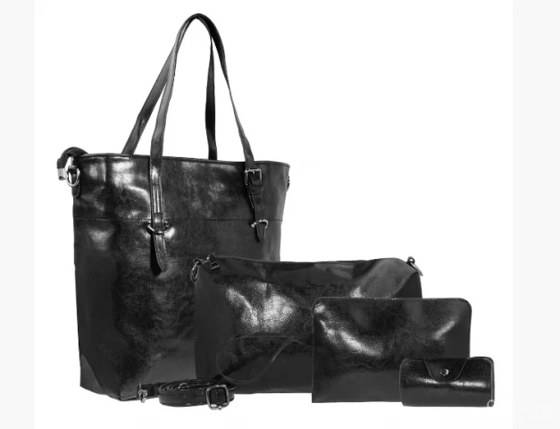 Фото Набор женских сумок Supretto 4 в 1, черный (5693)