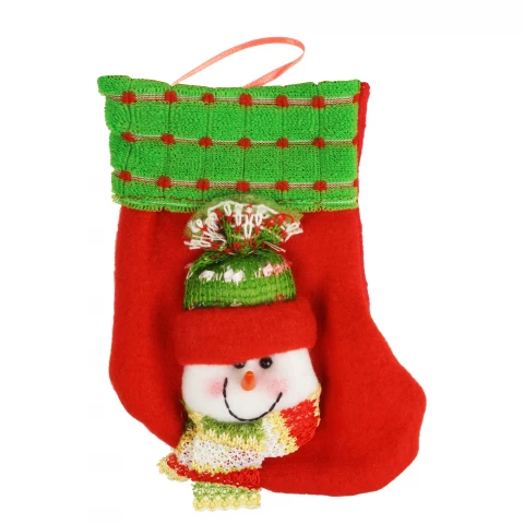Фото Сапожок для подарков Supretto маленький, Снеговичок красно-салатовый (53450009)