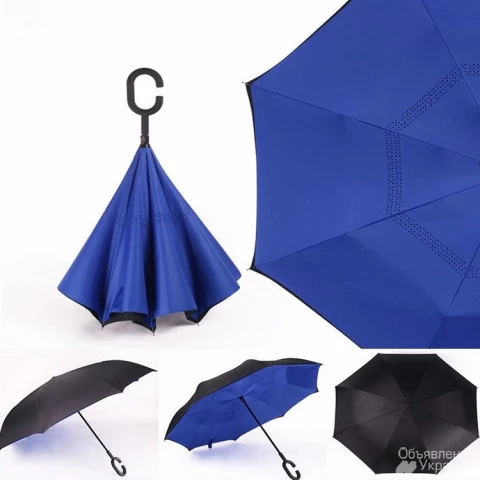 Фото Умный зонт Supretto Наоборот, синие цветы (уценка)