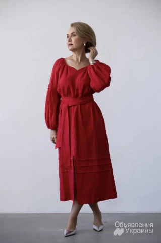 Фото Льняна сукня аїда season червоного кольору