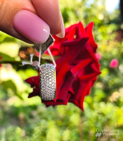 Фото Нова срібна широка жіноча каблучка з фіанітами